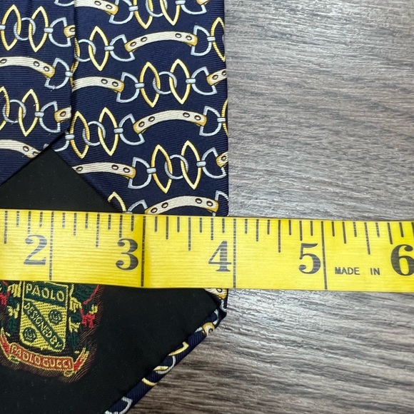 Gucci Navy & Gold Horse Bit Link Pattern Silk Tie - Picture 5 of 6